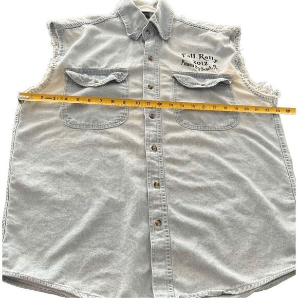 THE AMERICAN BW RALLY BIKE WEEK denim sleeveless shirt size M made in USA - Picture 11 of 13